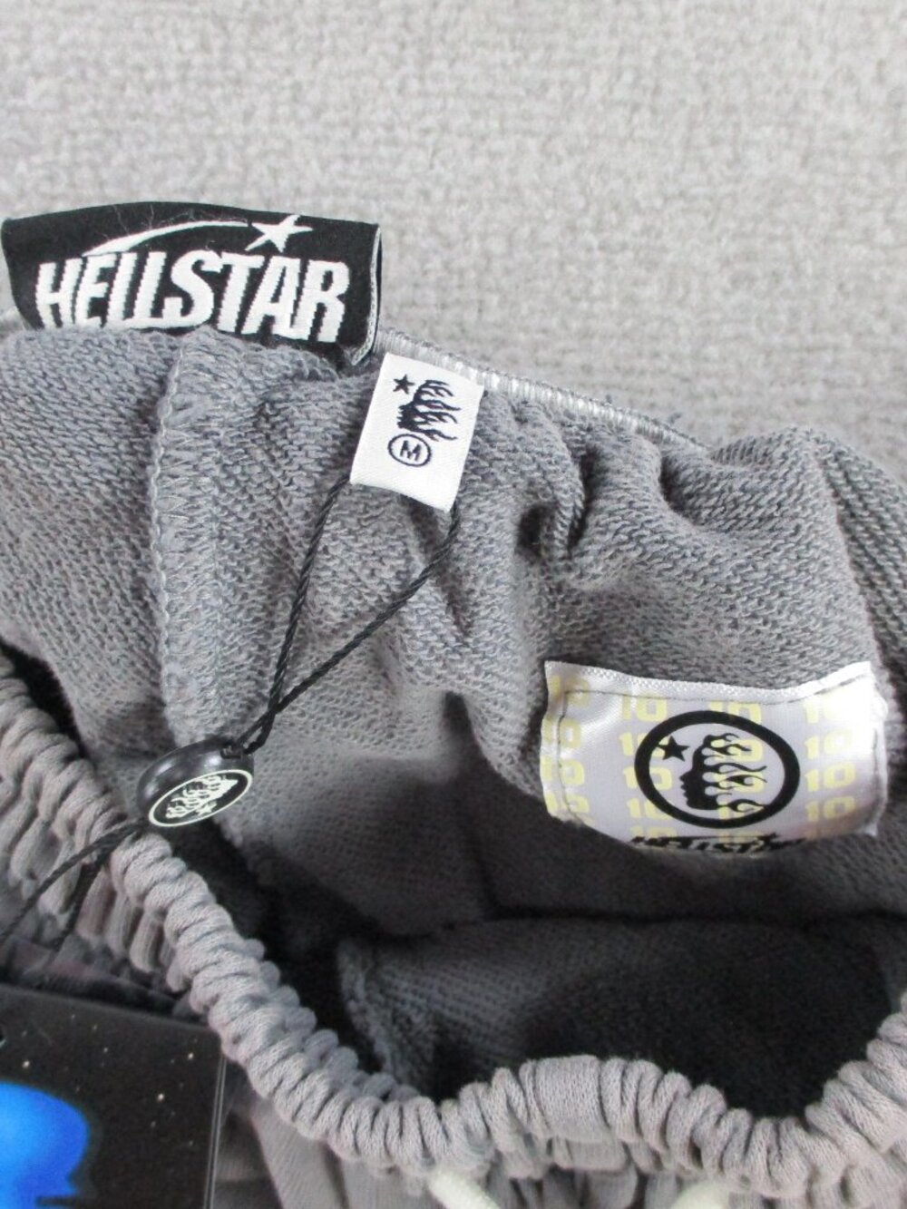 HELLSTAR Flame Shorts Mens Medium Gray Black Sweat Drawstring Graphic Grunge NEW - Picture 8 of 9